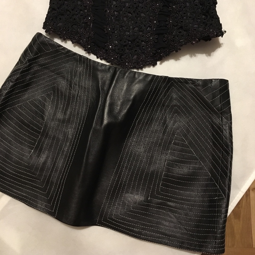 Custom made butter Leather Mini Skirt - Picture 6 of 9